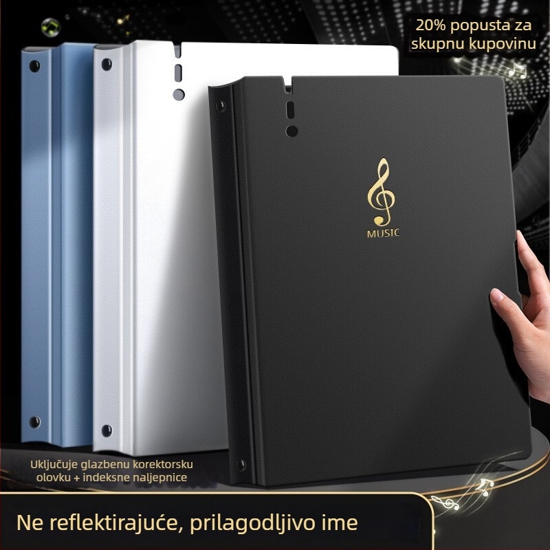 Držač partitura A4 za klavir, PP materijal, jednostrani folder, bez odsjaja, prozirni umetak