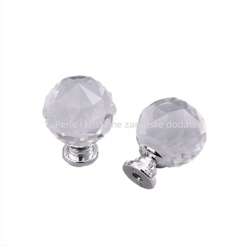 Okrugla kristalna ručka za namještaj, s jednim otvorom, metalna ručka za ladice i ormariće, Bead Crystal, polirani završetak, materijal: K9 kristal, stil: moderan minimalizam, lagani luksuz
