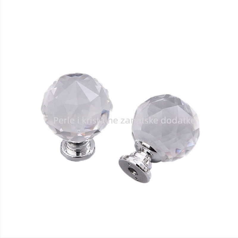 Okrugla kristalna ručka za namještaj, s jednim otvorom, metalna ručka za ladice i ormariće, Bead Crystal, polirani završetak, materijal: K9 kristal, stil: moderan minimalizam, lagani luksuz