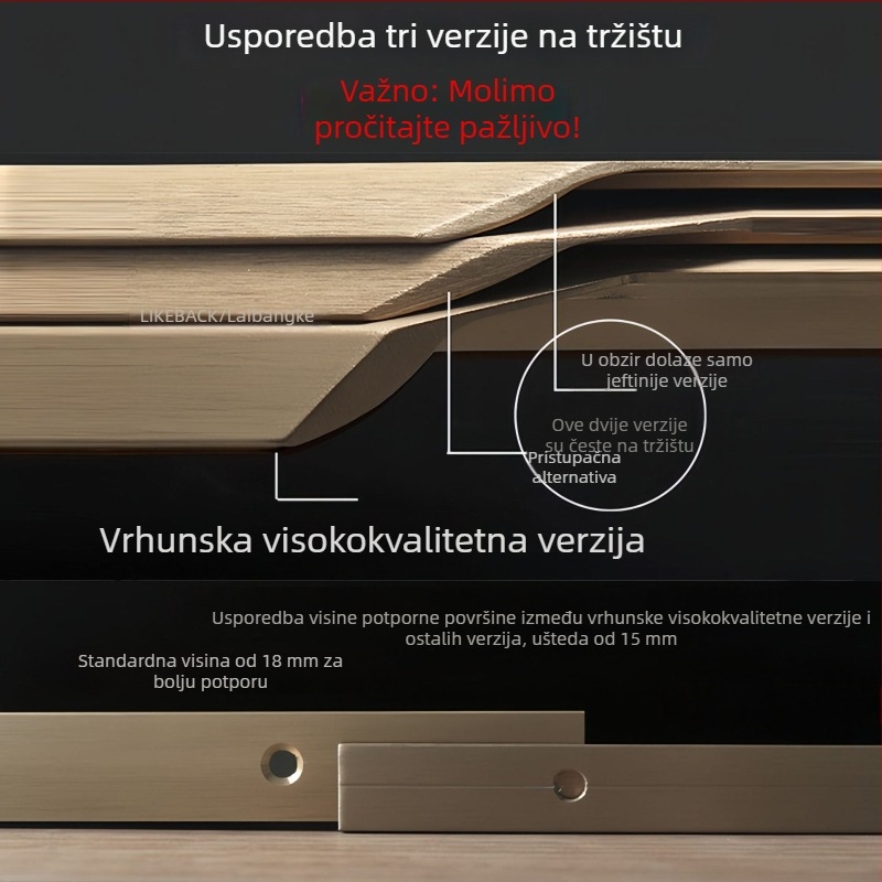Proširena skrivena ručka za ormariće – crna, bez bušenja, ugradna