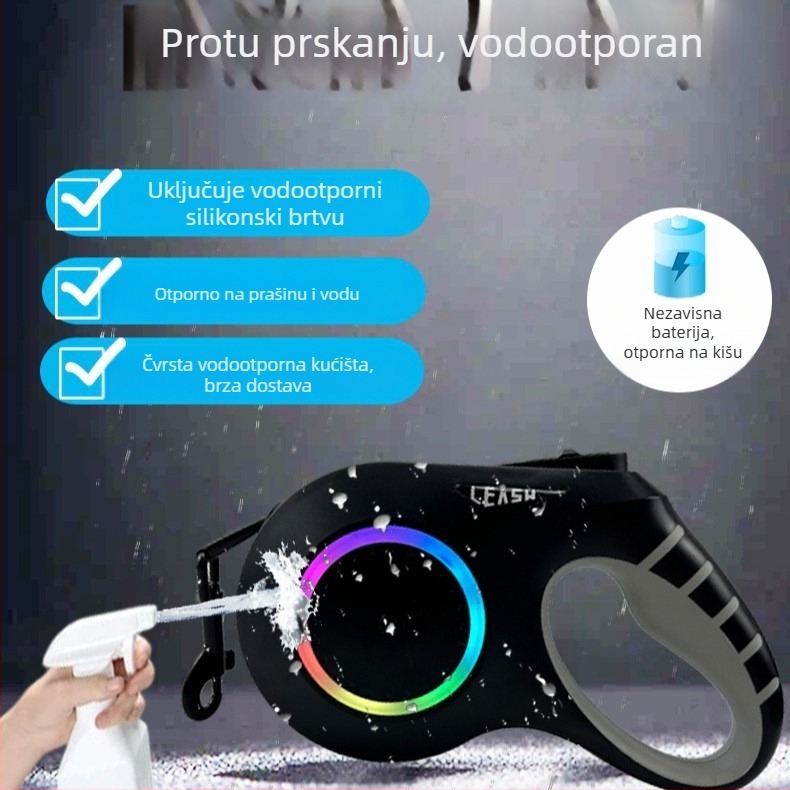 Automatska povodnica za psa s automatskim izvlakom, ABS materijal, za velike pse, brend PUGGA/Love Walk, proširiva, anti-izgubi