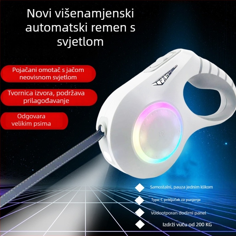Automatska povodnica za psa s automatskim izvlakom, ABS materijal, za velike pse, brend PUGGA/Love Walk, proširiva, anti-izgubi