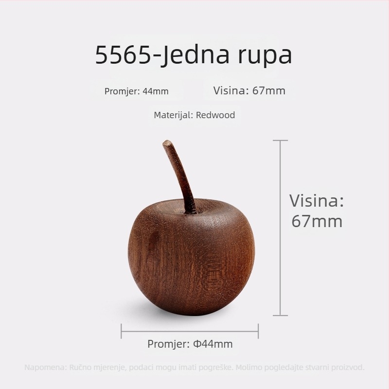 Drške za ladice od drveta u obliku jabuke, model 5565, moderni minimalistički stil, završna obrada sprejem.