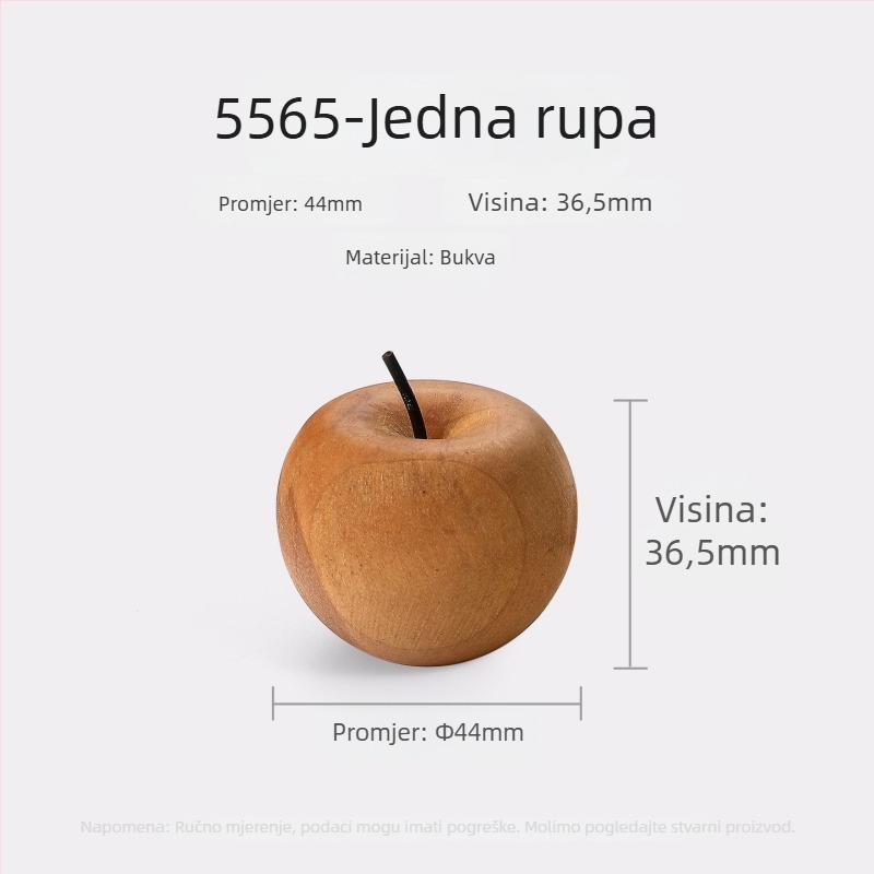 Drške za ladice od drveta u obliku jabuke, model 5565, moderni minimalistički stil, završna obrada sprejem.