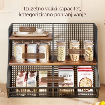 Kutija za pohranu i stolni organizator (Materijal: željezo i drvo; Kapacitet: 1 L; Funkcija: Višestruka upotreba; Stil: Moderni minimalistički; Uzorak: kao na slici)