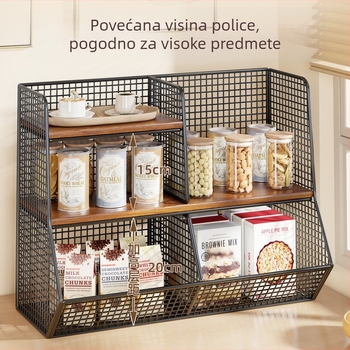 Kutija za pohranu i stolni organizator (Materijal: željezo i drvo; Kapacitet: 1 L; Funkcija: Višestruka upotreba; Stil: Moderni minimalistički; Uzorak: kao na slici)