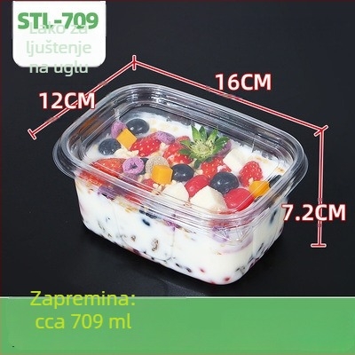Jednokratna PET kutija za voće s poklopcem – plastika za prehrambene namjene, prozirna, zapremine 280ml/483ml/709ml