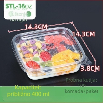 Jednokratna PET kutija za voće s poklopcem – plastika za prehrambene namjene, prozirna, zapremine 280ml/483ml/709ml