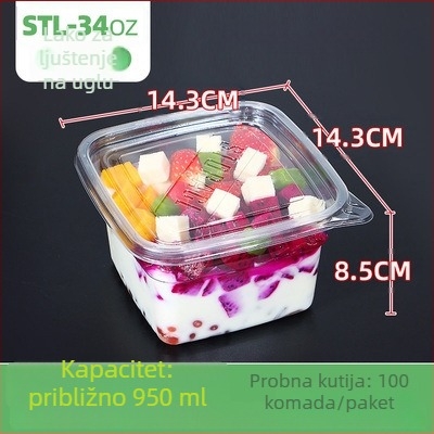 Jednokratna PET kutija za voće s poklopcem – plastika za prehrambene namjene, prozirna, zapremine 280ml/483ml/709ml