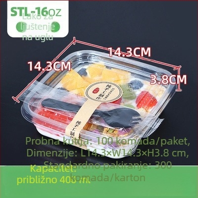 Jednokratna PET kutija za voće s poklopcem – plastika za prehrambene namjene, prozirna, zapremine 280ml/483ml/709ml