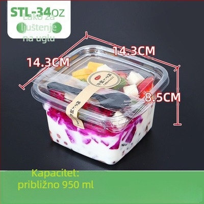 Jednokratna PET kutija za voće s poklopcem – plastika za prehrambene namjene, prozirna, zapremine 280ml/483ml/709ml