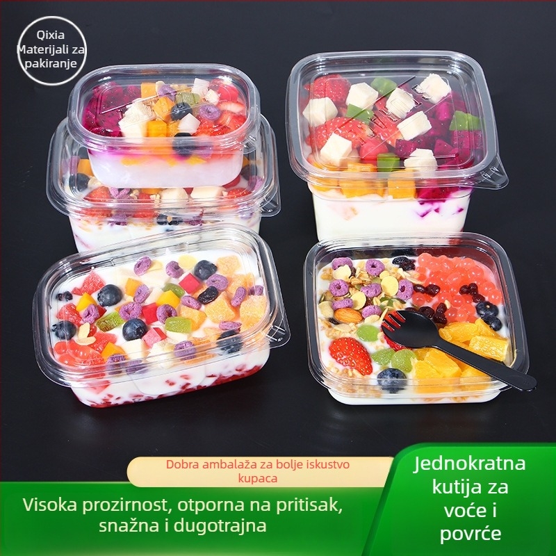 Jednokratna PET kutija za voće s poklopcem – plastika za prehrambene namjene, prozirna, zapremine 280ml/483ml/709ml