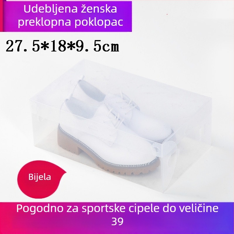 Prozirna kutija za cipele s ladicom, plastična od PP, 18 L kapaciteta, s poklopcem