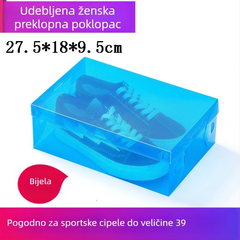 Prozirna kutija za cipele s ladicom, plastična od PP, 18 L kapaciteta, s poklopcem
