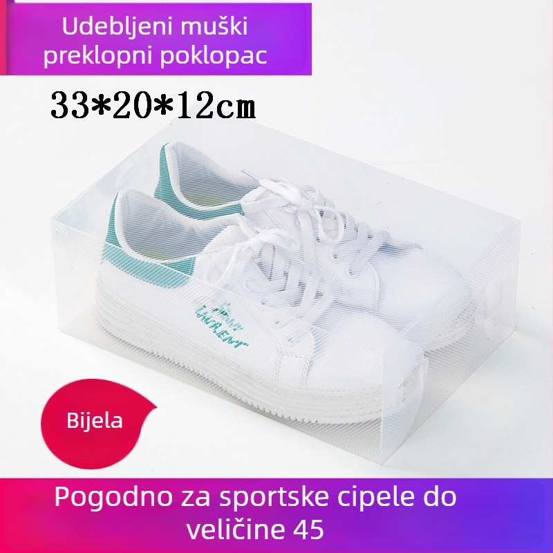 Prozirna kutija za cipele s ladicom, plastična od PP, 18 L kapaciteta, s poklopcem