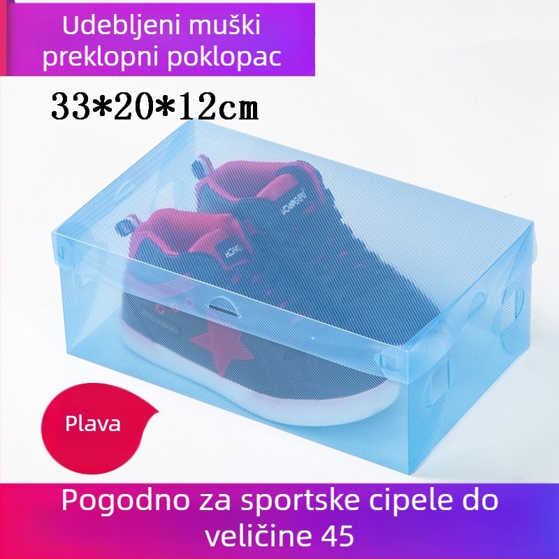 Prozirna kutija za cipele s ladicom, plastična od PP, 18 L kapaciteta, s poklopcem