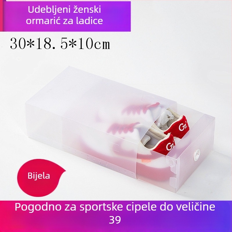 Prozirna kutija za cipele s ladicom, plastična od PP, 18 L kapaciteta, s poklopcem