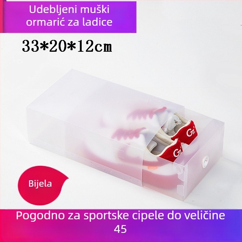 Prozirna kutija za cipele s ladicom, plastična od PP, 18 L kapaciteta, s poklopcem