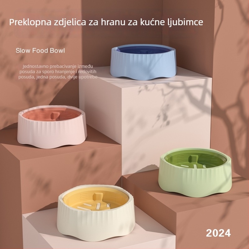 Posuda za hranjenje kućnih ljubimaca za mačke i pse, protuklizna posuda za sporo hranjenje, višebojna posuda
