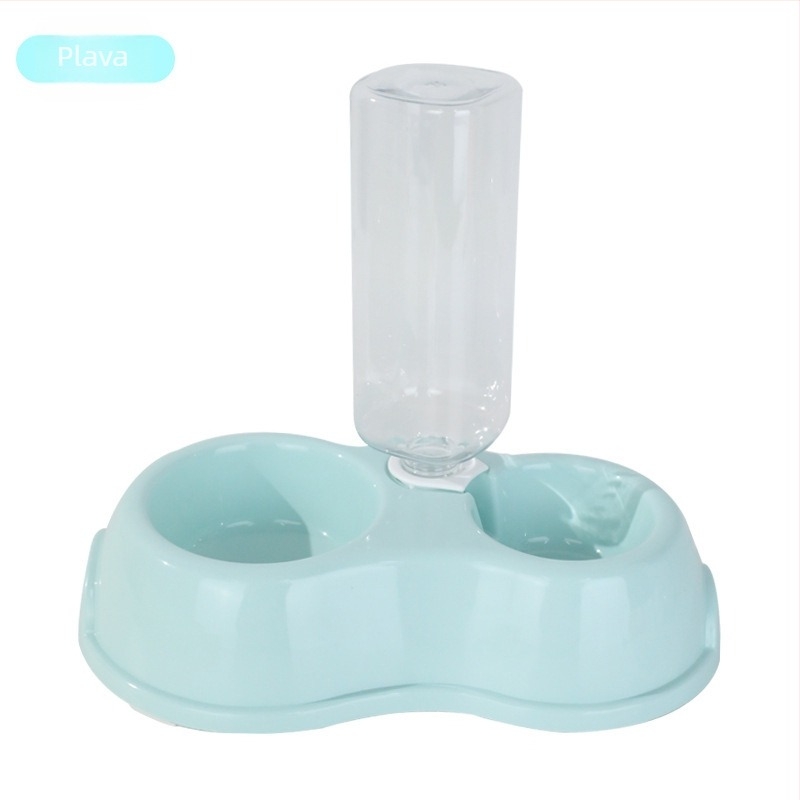 Mačja dvostruka posuda za hranu i vodu s integriranom vodom, anti-tilt dizajn, automatski dovod vode, plastika, marka Pidgey Pets