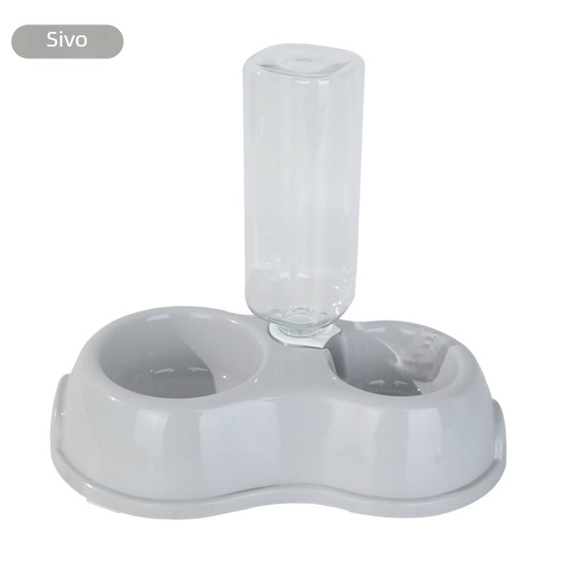 Mačja dvostruka posuda za hranu i vodu s integriranom vodom, anti-tilt dizajn, automatski dovod vode, plastika, marka Pidgey Pets