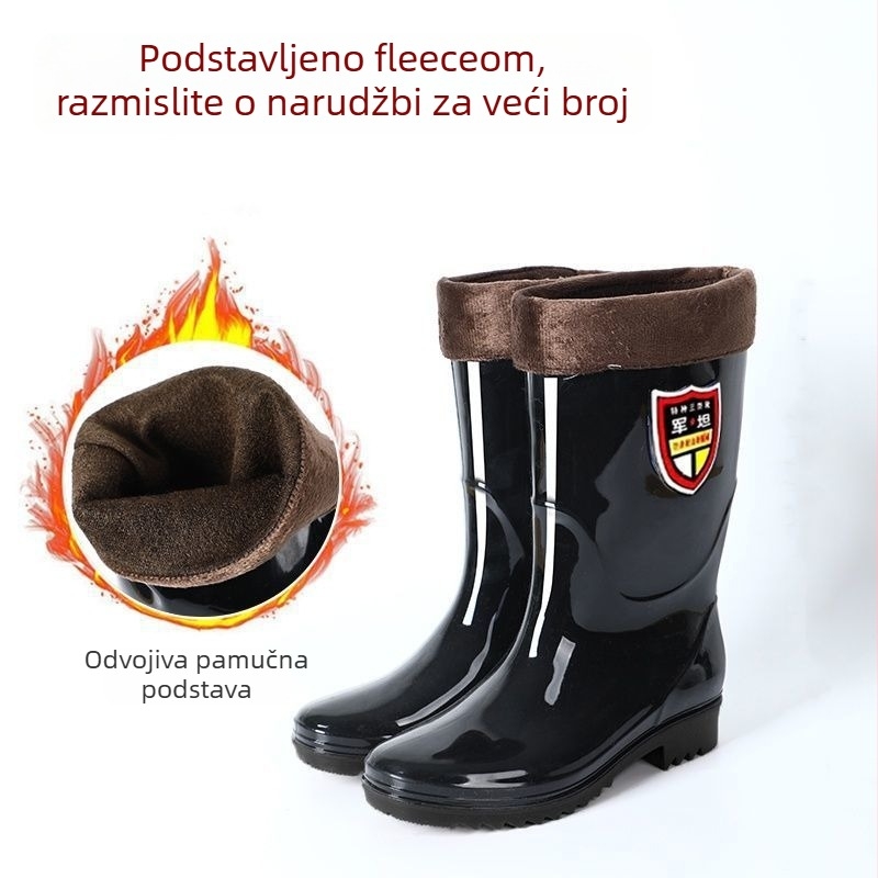 Odrasle kišne cipele sa srednjim dijelom, plastični gornji dio, PVC potplat, Pull-On, okrugli vrh prsta