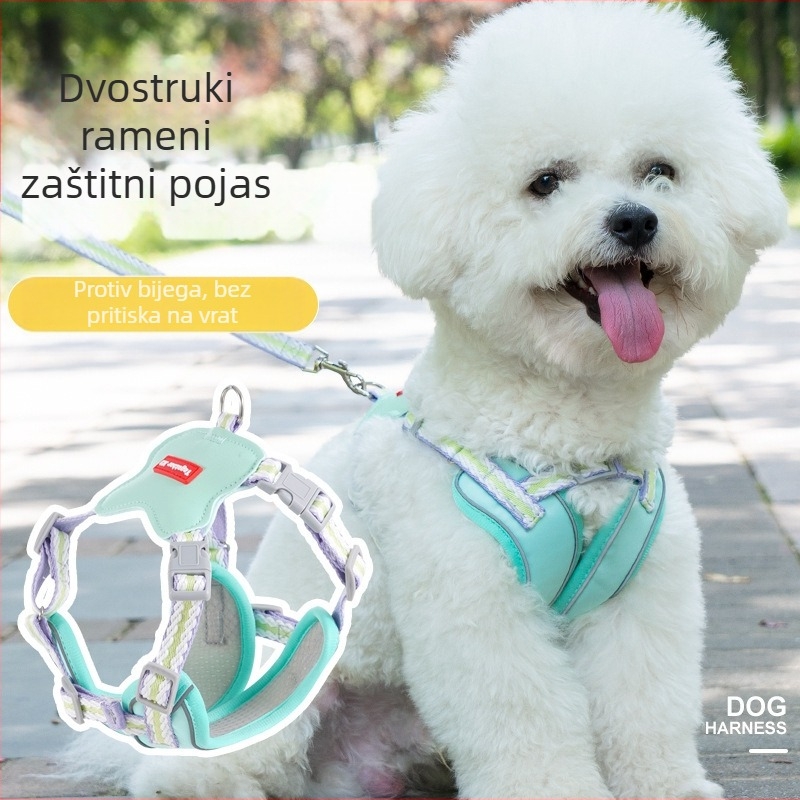 Prsluk za psa s dvostrukim remenima, ojačan otporan na kidanje, poliester