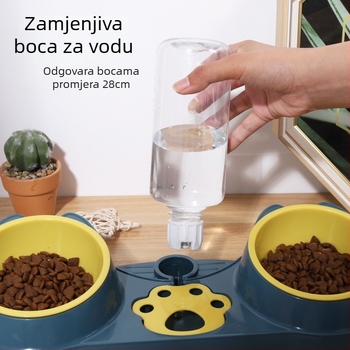 Automatska posuda za mačke s integriranim posluživanjem i dvostrukom posudom – Plastika; Podrijetlo: Hebei; Značka: Hamu; Automatsko hranjenje: Da; Prikladno za mačke
