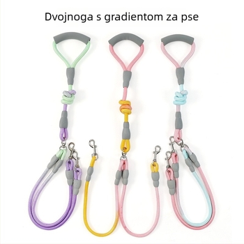 Pomelo Pets najlonski dvostruki povodac za dva psa, nije povlačen, s dvostrukim krajevima, jedan-na-dva