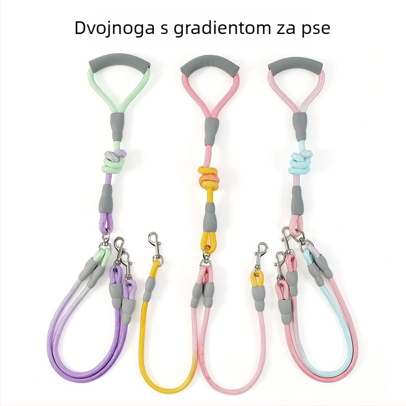 Pomelo Pets najlonski dvostruki povodac za dva psa, nije povlačen, s dvostrukim krajevima, jedan-na-dva