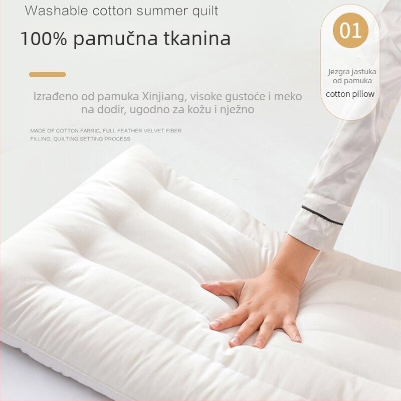 Jastučno jezgro od 100% pamuka, ultra-tanko, niski profil, za odrasle i djecu, ploski dizajn za potporu vrata