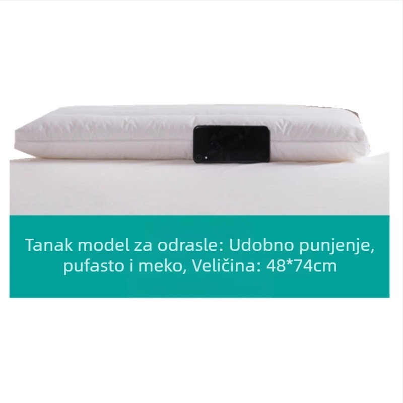 Jastučno jezgro od 100% pamuka, ultra-tanko, niski profil, za odrasle i djecu, ploski dizajn za potporu vrata