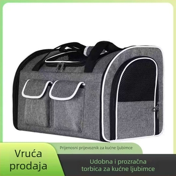 Torba za kućne ljubimce za mačke i pse — velika kapaciteta, prenosna, prozračna, sklopiva; poliester, šifra 7878