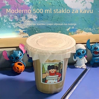Jednokratna prozirna PET čaša s poklopom za napitke – za dostavu, kapacitet 360–500 ml, za kavu, mliječni čaj i voćni čaj