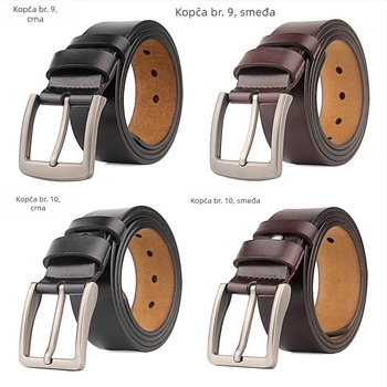 Muški kožni kaiš od prave kože, dvostruka teleća koža, retro stil, kopča s iglom, širina 2–4 cm
