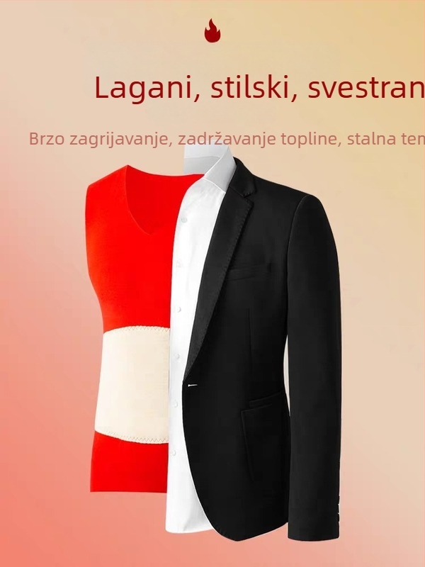 Muška termalna bezrukavna vesta od corduroya, s fleece podstavom, slobodan kroj, zimski bazni sloj