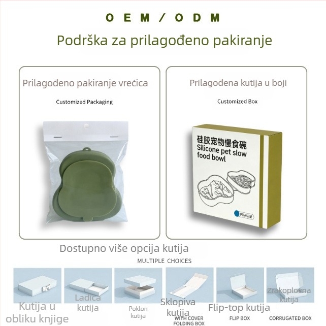 Silikonska sklopiva posuda za kućne ljubimce – dvostruka zdjela, sporo hranjenje, protiv gušenja, prijenosno za vanjsku upotrebu