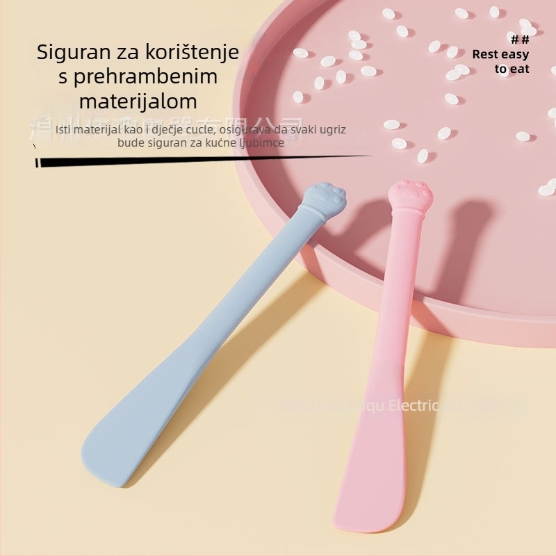 Mačja žlica za konzerve s dugim drškom — Višestruki otvarač za konzervu za mokru hranu, ABS+silikon