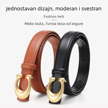 Ženski kaiš od PU kože, kopča od legure, zatvaranje: glatka kopča, stil: korejski inspiriran, svestran, jednostavan, završna obrada elektroplatiranje