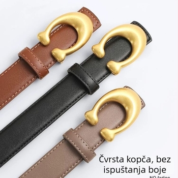 Ženski kaiš od PU kože, kopča od legure, zatvaranje: glatka kopča, stil: korejski inspiriran, svestran, jednostavan, završna obrada elektroplatiranje