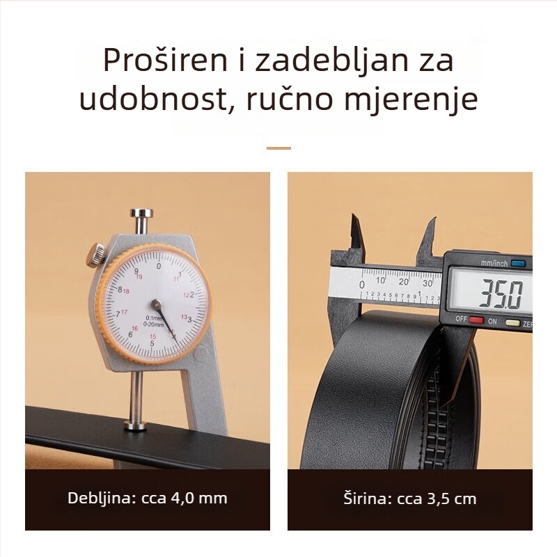 Kangaroo muški kaiš od prave kože, gornji sloj, širina 3,5 cm, automatska kopča, bez podstavka