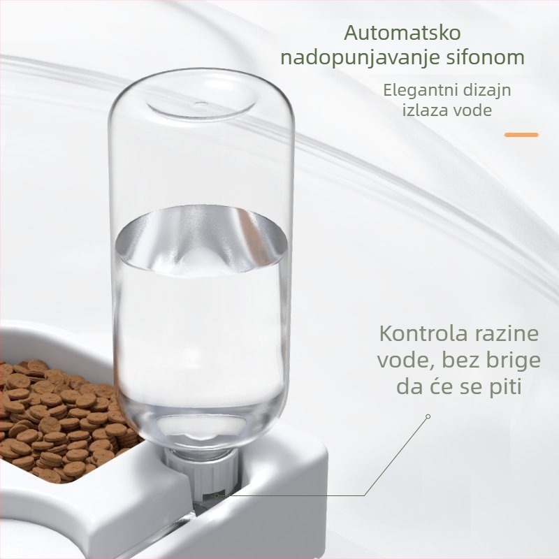 Posuda za kućne ljubimce u obliku srca s automatskim dispenzerom vode, dvostruka posuda u jednom za mačke i pse, PP materijal, brend Peteq