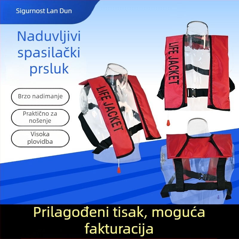Automatska napuhujuća jakna za spašavanje – prijenosna za brodice, ribolov i plivanje, s velikom plutnošću, za odrasle