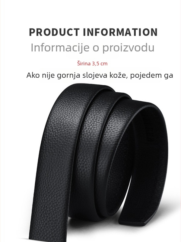 Muški kožni kaiš od prave kože, vrhunska kravlja koža, spona od legure, automatska kopča, širina 2–4 cm