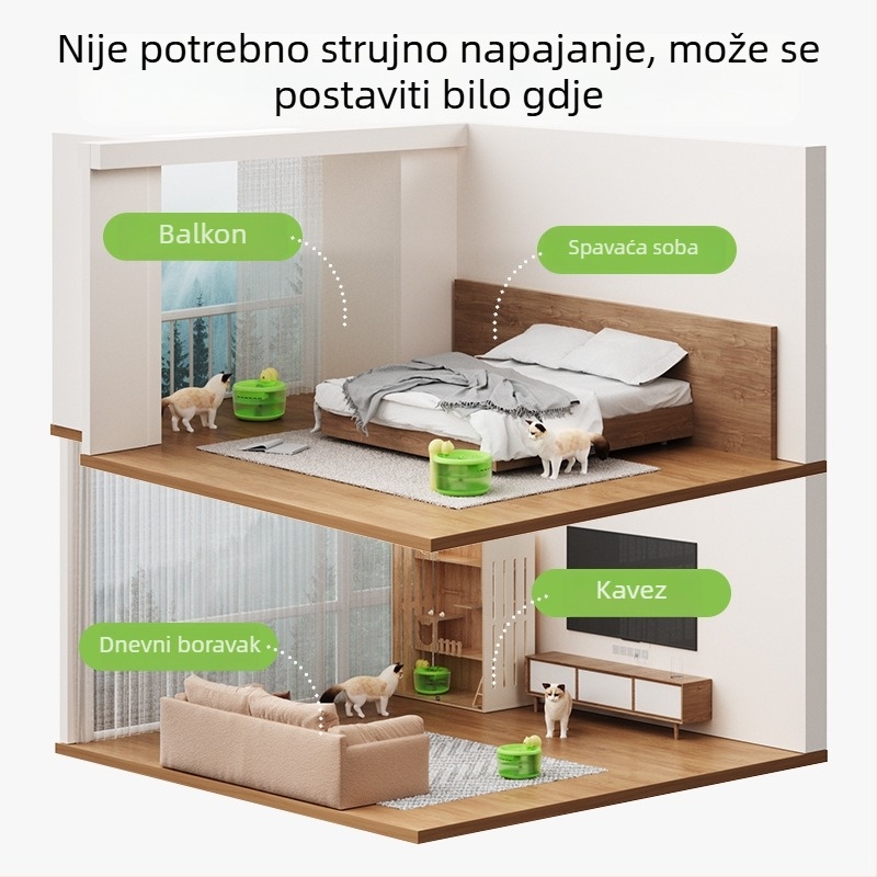 Aiwo Dispenzer za vodu za mačke s automatskim hranjenjem, plastična konstrukcija, senzor crvene linije