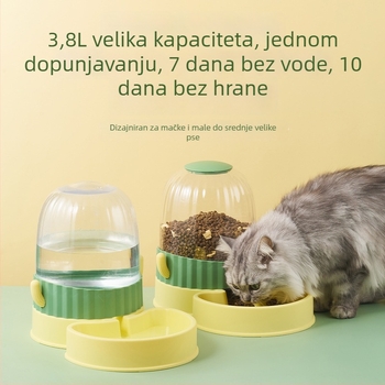 Automatski sustav za vodu i hranu za mačke i pse, velik kapacitet, otporan na prevrnuće, drži usta suhima