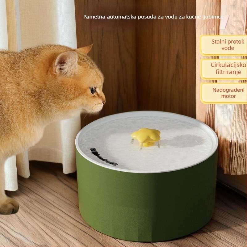 Dispenzer za vodu za mačke — automatska cirkulacija, tih rad, velik kapacitet, napajanje iz utičnice, plastični