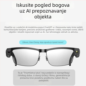 L802 Pametne AI naočale s kamerom 8MP, 4GB memorije, 270mAh baterija, Bluetooth pozivi, reprodukcija glazbe, anti-plavo svjetlo