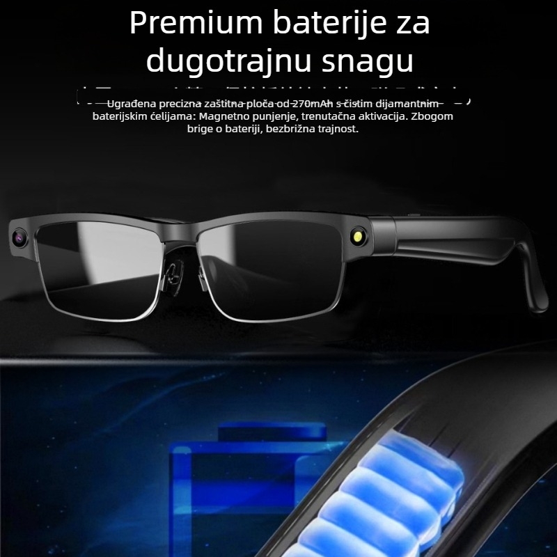 L802 Pametne AI naočale s kamerom 8MP, 4GB memorije, 270mAh baterija, Bluetooth pozivi, reprodukcija glazbe, anti-plavo svjetlo