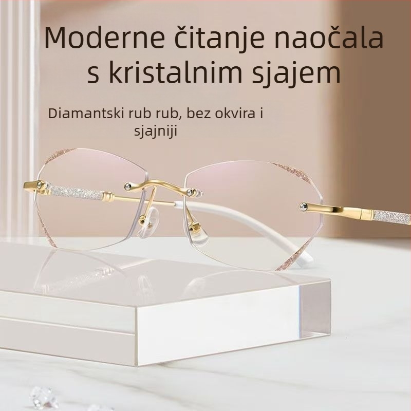 Frameless presbiopijske naočale s PC lećama, anti-plavo svjetlo, za daljinu i blizinu, ovalni oblik